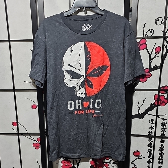 Ohio For Life Graphic Tee Shirt Ohio State Buckeyes Inspired Gray and Red Large - Picture 1 of 5